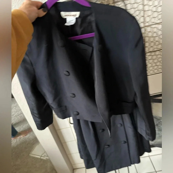 Vintage luxury suit set / tuxedo style George’s Rech strapless dress w/ jacket - Picture 2 of 16